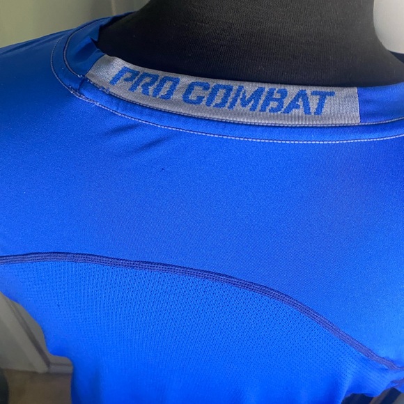 Nike Pro Combat Dri-Fit Athletic Shirt Men’s Blue Size Large EUC - Picture 3 of 10